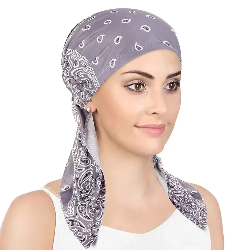 Women's Printed Turban Hat Pre-Tied Head Scarf Cotton Hijab Turban Head Scarf Richie's 05