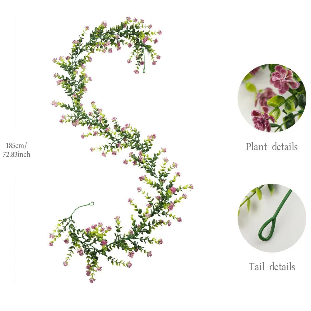 132-Flower Artificial Eucalyptus Vine – Faux Floral Wall Decor Artificial Floral Vine Richie's Purple