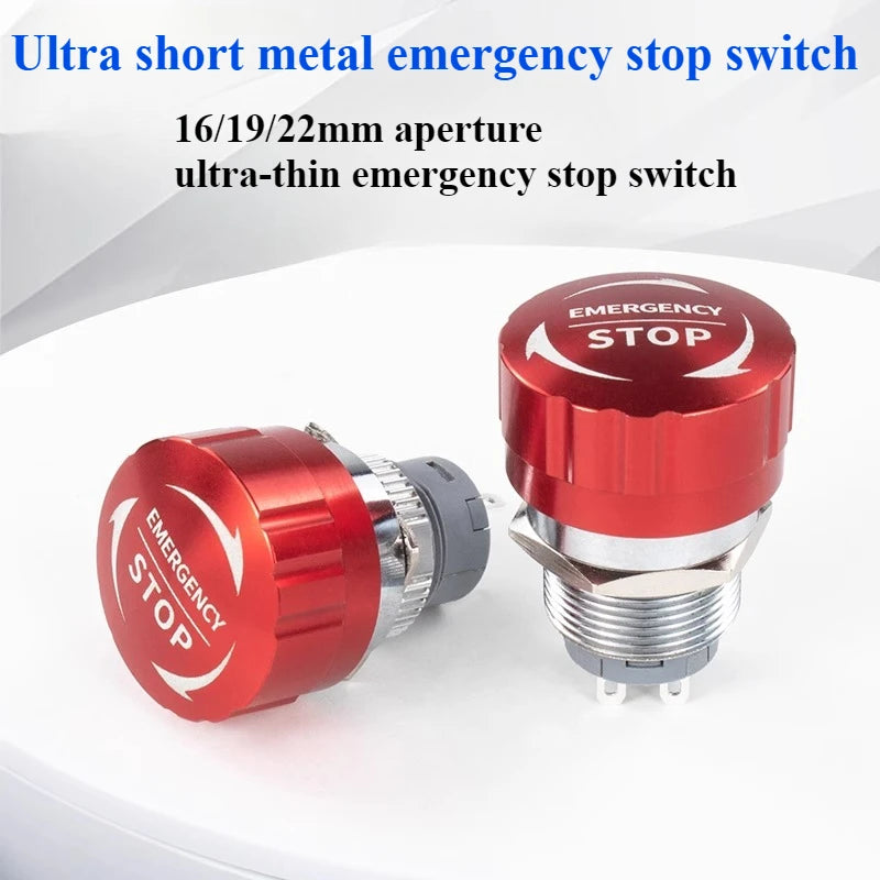 Metal Emergency Stop Button Switch Latching Knob 16/19/22mm Emergency Stop Switch Richie's