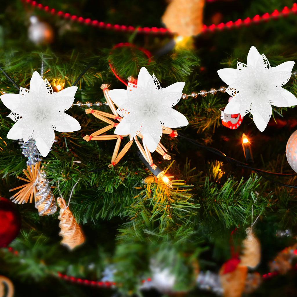12-Piece Glitter Artificial Poinsettia Flowers Christmas Decor Artificial Christmas Flowers Richie's other