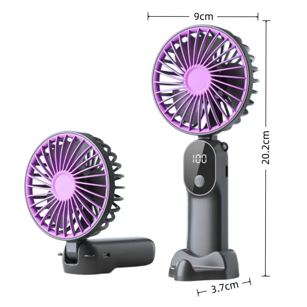 USB Rechargeable Mini Handheld Fan – 6-Speed Digital Display Handheld Mini Fan Richie's