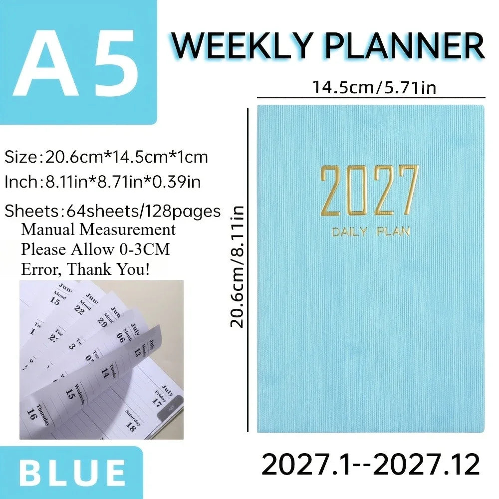 2027 A5 Weekly & Daily Planner Calendar Schedule Book Daily Weekly Planner Richie's Blue 1 Piece A5