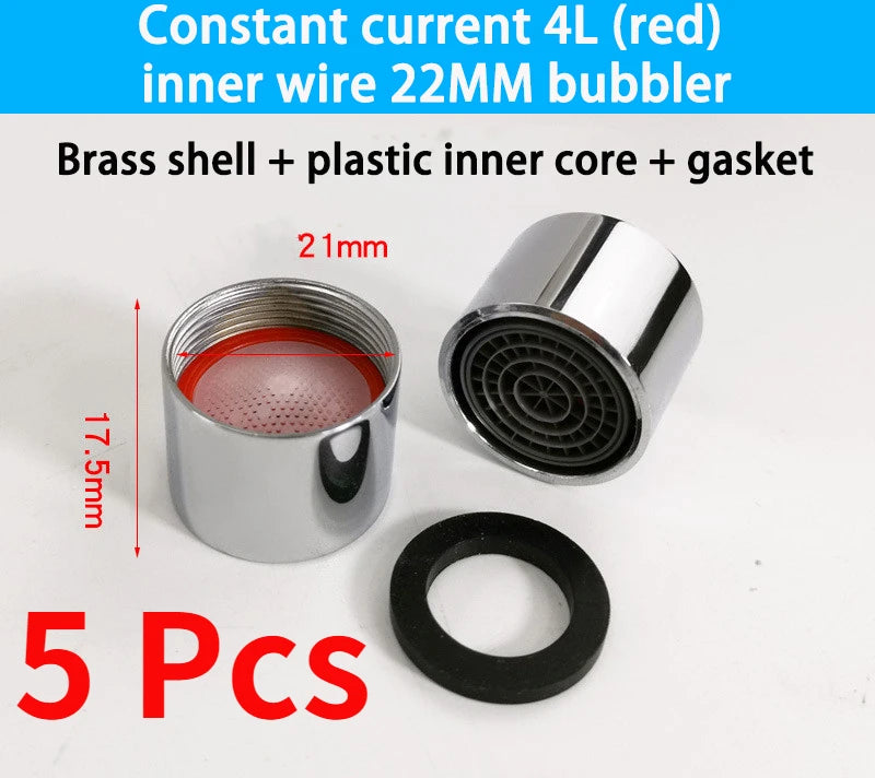 5-Pack Brass Water Saving Faucet Aerator Bubbler Splash Guard Faucet Aerator Richie's 4L-minute-22MM
