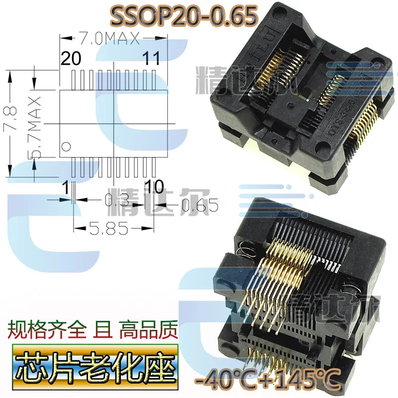 SOP TSSOP Programmer Adapter Socket 150–300MIL | Bare Socket IC Programmer Socket Richie's SSOP20-0.65