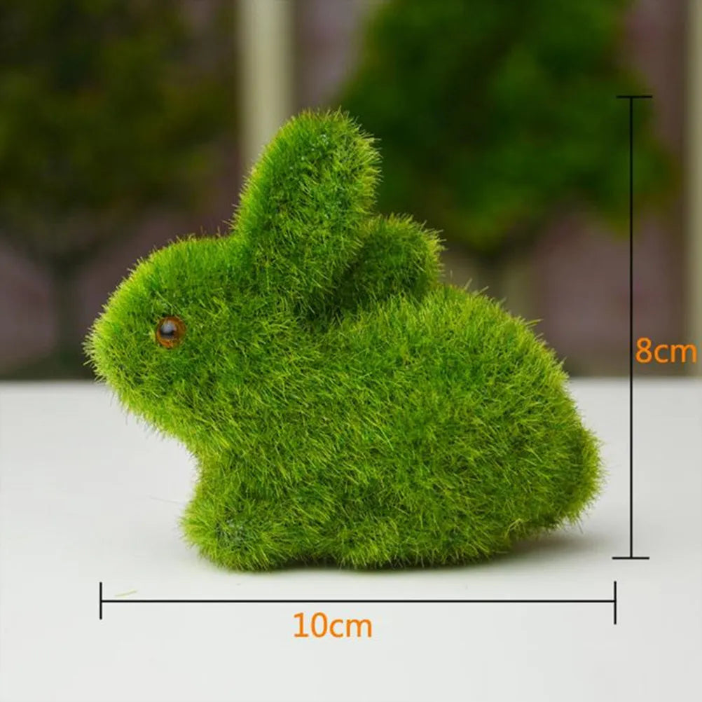 Moss Rabbit Decor Set – Two Bunny Figurines with Heart Pattern Decorative Figurine Richie's