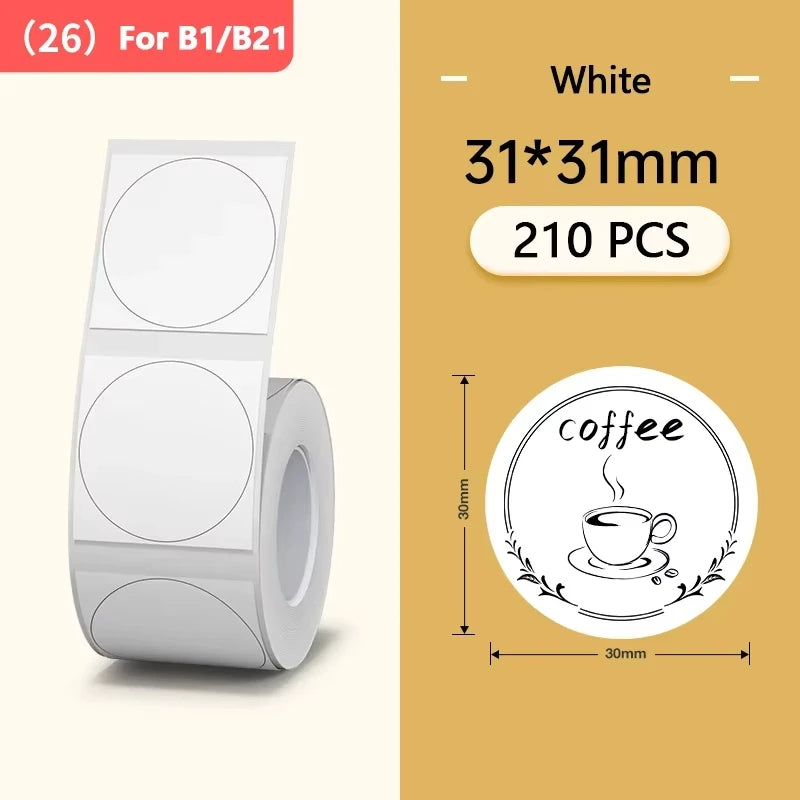Niimbot Thermal Label Tape – Self-Adhesive Sticker for B1 B21 B3S Thermal Label Tape Richie's White Circle 30x30mm