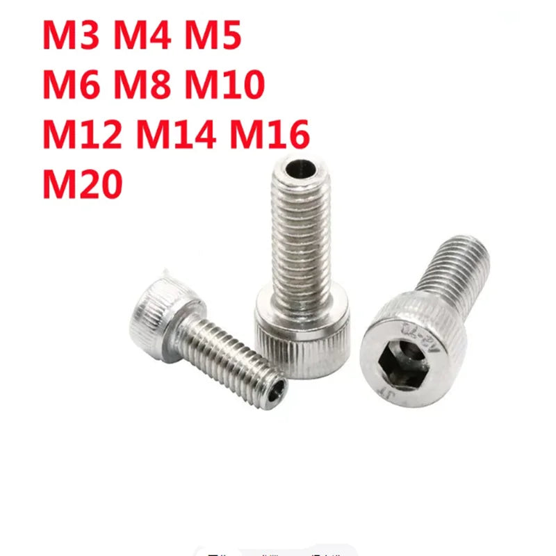 304 Stainless Steel Hollow Socket Cap Screws M3–M12 Allen Bolt Hollow Cap Screws Richie's 10pcs M5 4mm