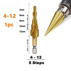 HSS Titanium Step Drill Bit Set 4-12 4-20 4-32mm – 3 Pcs Step Drill Bit Set Richie's 1PCS 4-12mm
