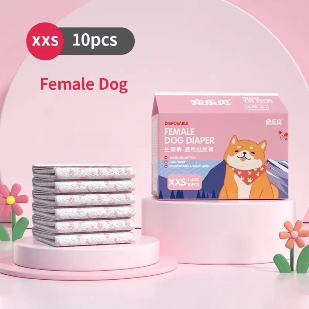 Disposable Dog Diapers Male & Female – 10 Pack Super Absorbent Dog Diapers Richie's Female XXS