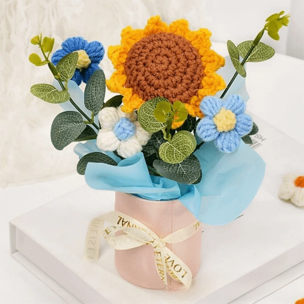 Handmade Crochet Puff Flower Bouquet – Eternal Milk Cotton Décor Crochet Flower Bouquet Richie's