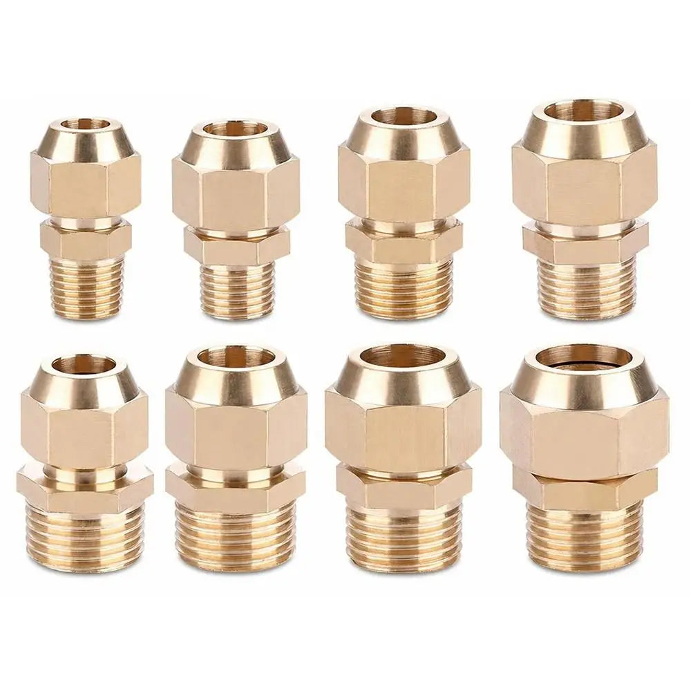 Brass Flare Adapter Hexagon Male Thread 1/4" 3/8" 1/2" Connector Brass Pipe Fitting Richie's