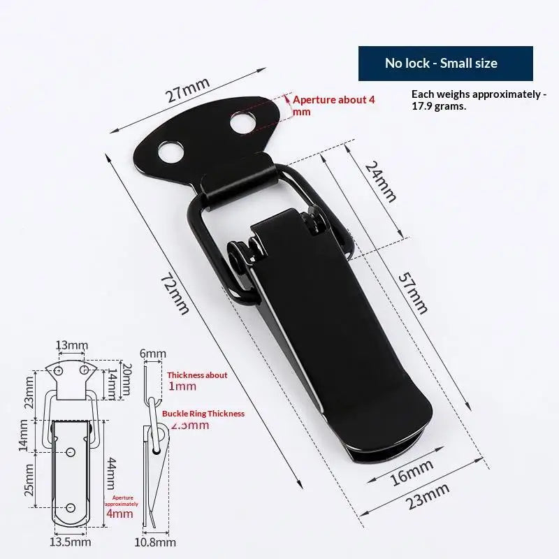 Glossy Black Toggle Latch Quick-Release Hook & Fastener Clip Toggle Latch Fastener Richie's S No latch