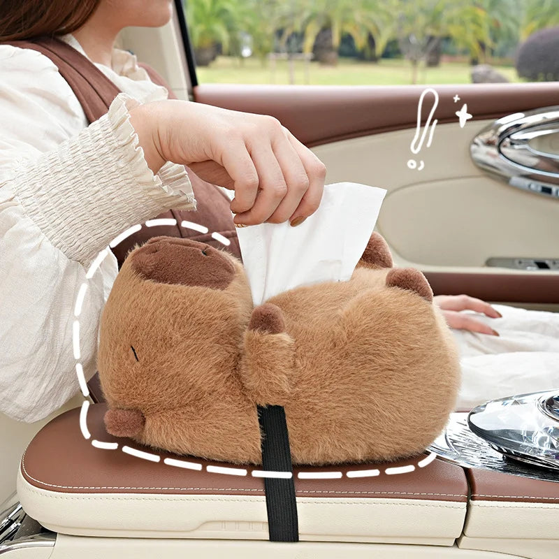 Cute Capybara Plush Tissue Box Cover – Car & Desk Holder Plush Tissue Holder Richie's