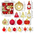 60-Piece Red & Gold Christmas Ornaments – Snowflake Set Christmas Ornament Set Richie's Red Other