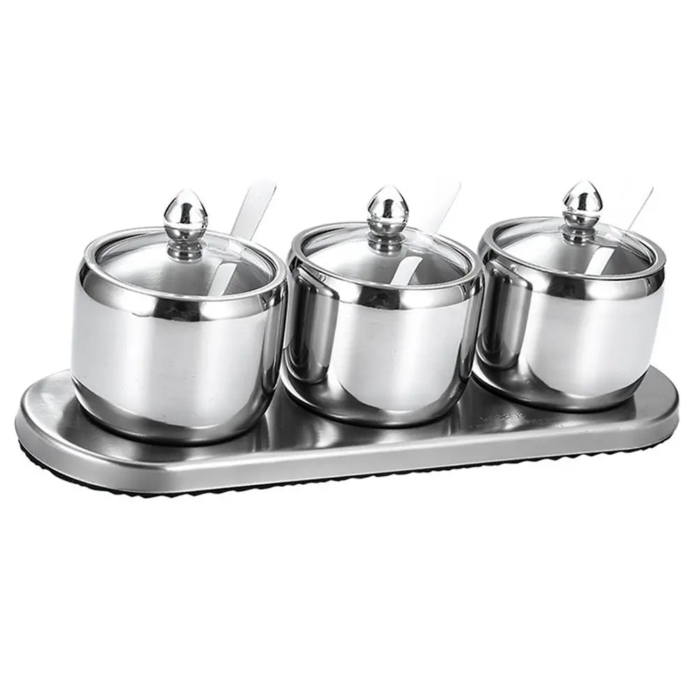 Stainless Steel Seasoning Jar Set – 3 Jars with Base | Richie's Seasoning Jar Set Richie's