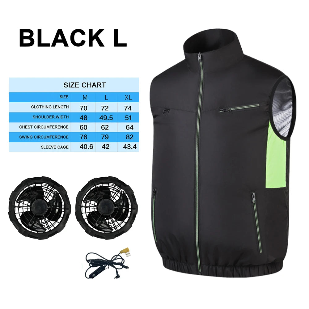 APWIKOGER Cooling Fan Vest – USB Wearable Vest for Summer Outdoor Cooling Fan Vest Richie's Black L with fan