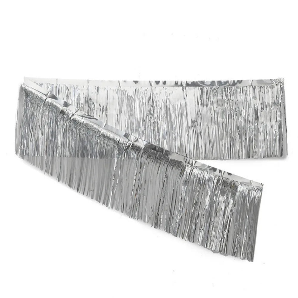Metallic Foil Tassel Fringe Garland Curtain 30×200cm Party Party Fringe Curtain Richie's Silver