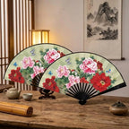 Chinese Silk Folding Fan – Handmade Floral Dance & Décor Fan Decorative Folding Fan Richie's