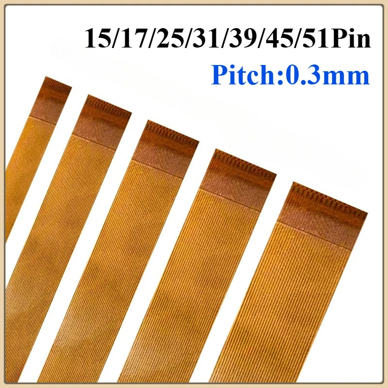 2Pcs 0.3mm Pitch FPC FFC Flexible Ribbon Cable 15–51 Pin Flexible Ribbon Cable Richie's 25P 80mm Reverse Pitch 0.3mm