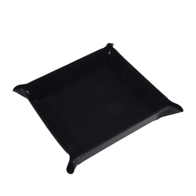 PU Leather Folding Valet Tray – Collapsible Desk Organizer Valet Storage Tray Richie's Black