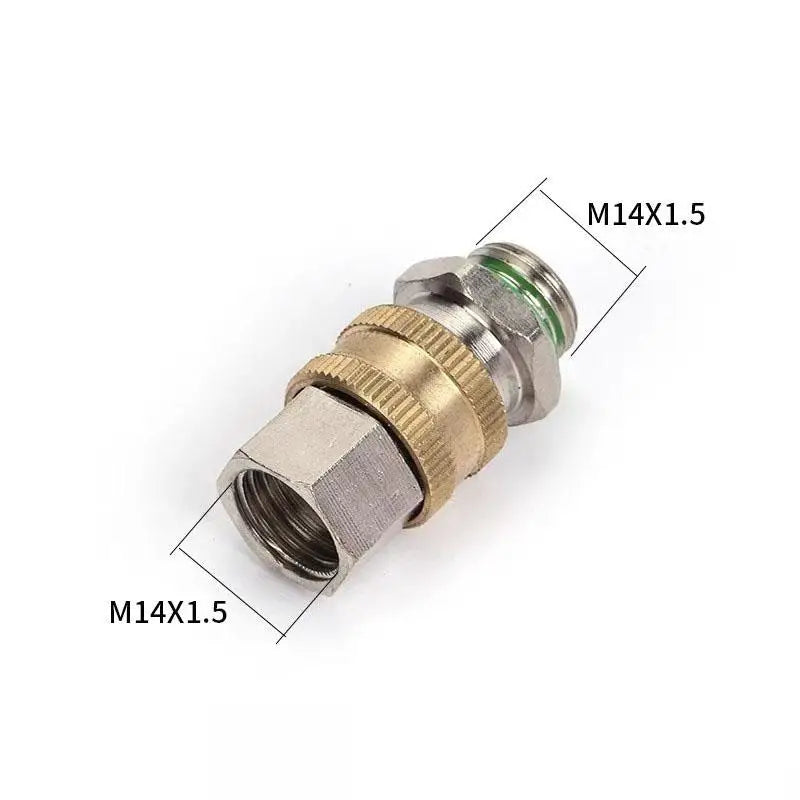 All-Copper M14×1.5 Quick-Connect Spray Nozzle Adapter Hose Quick Connector Richie's Silver