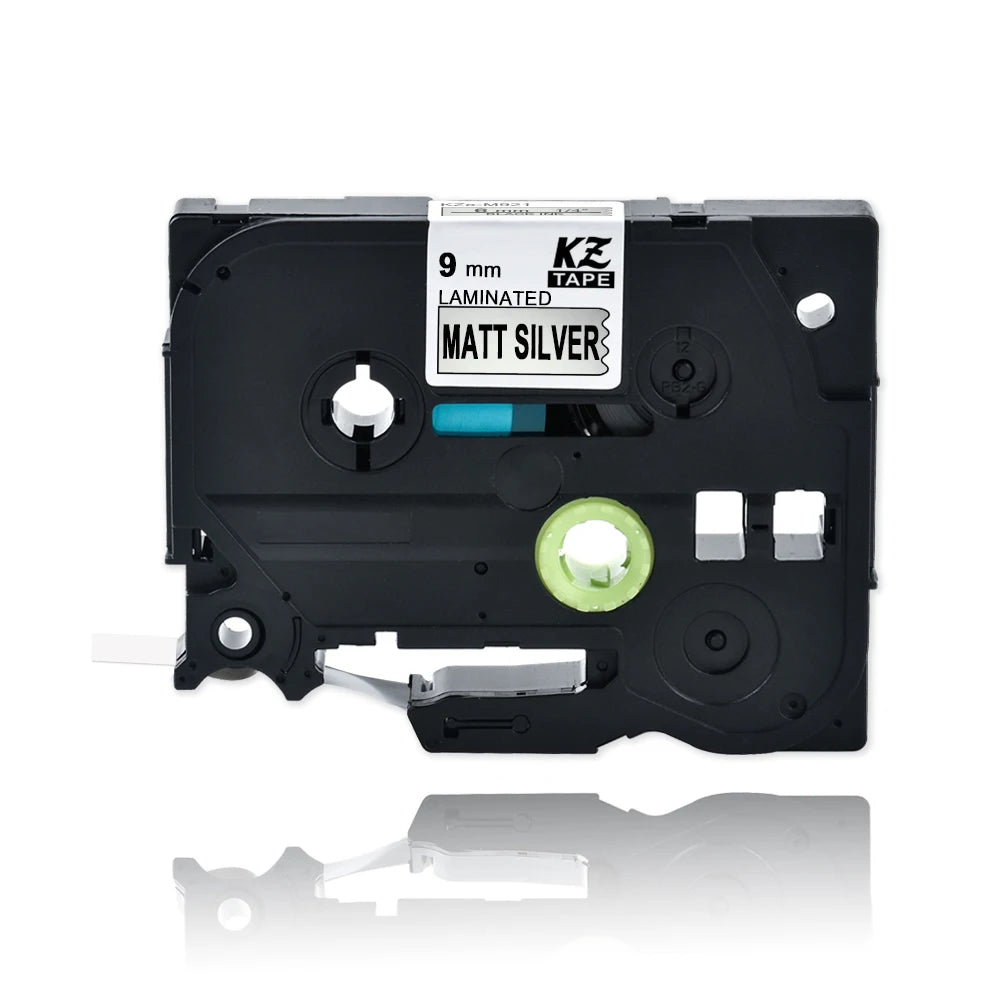 9mm TZe-221 Laminated Label Tape for Brother P-Touch Printers Label Maker Tape Richie's black on matt sliver