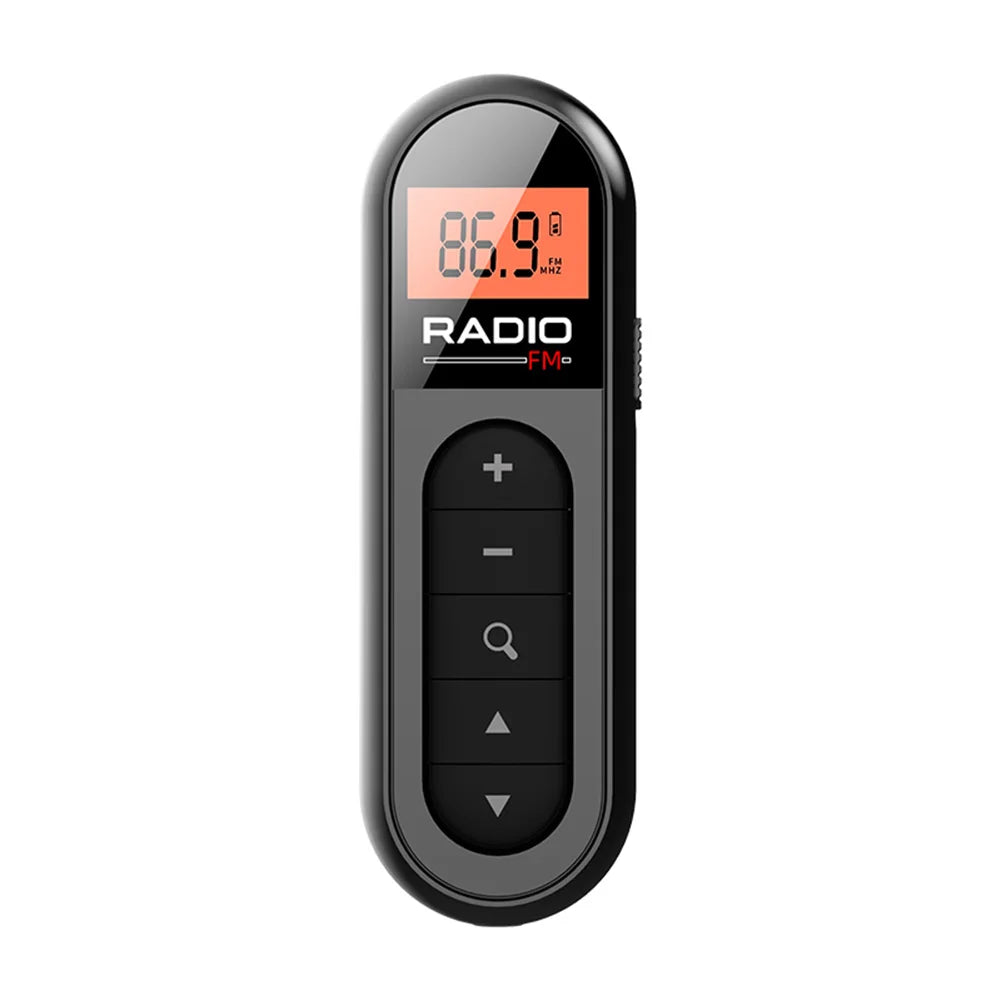 JOCESTYLE Mini Clip FM Radio Rechargeable LCD Display Portable FM Radio Richie's Red