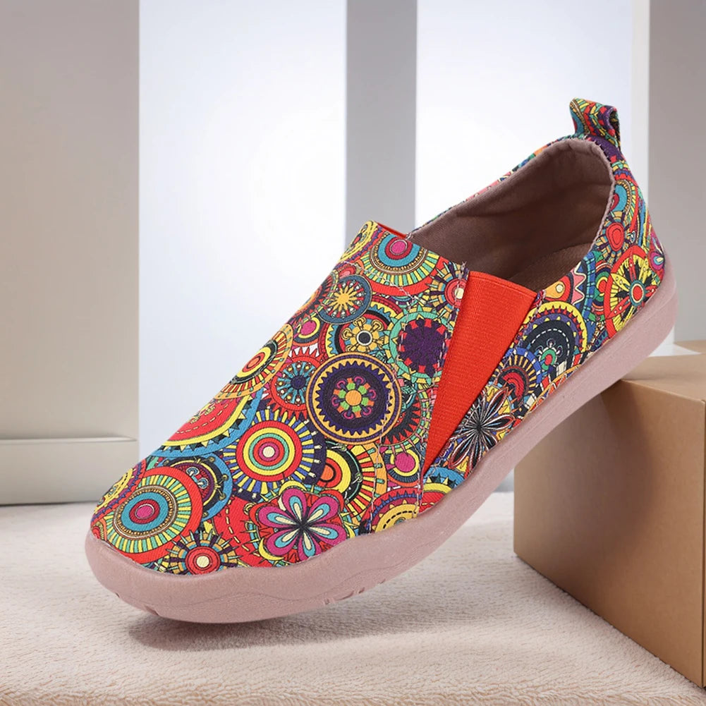 Women's Canvas Slip-On Loafers – Ethnic Anti-Slip Flat Shoes Canvas Slip-On Loafers Richie's