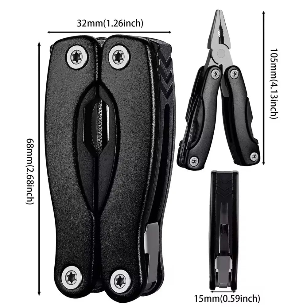 Folding Multi-Tool Pliers – Stainless Steel Camping Survival Kit Multi-Tool Pliers Richie's Black Small 4 inches