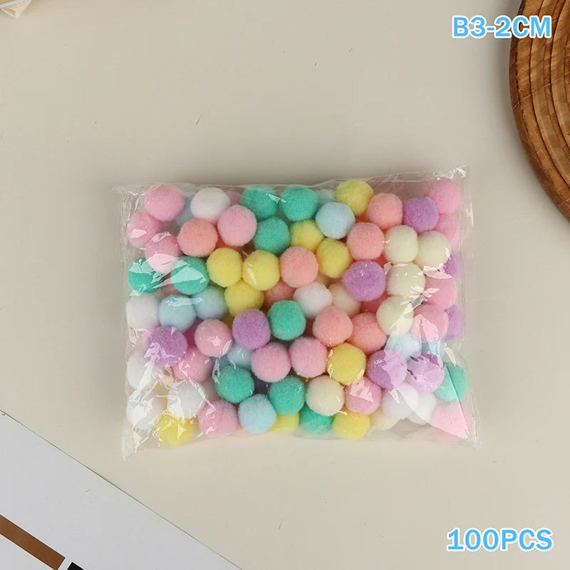 100 Pcs Fluffy Pom Poms 10–30mm | Kids DIY Craft Supplies DIY Craft Supplies Richie's B3