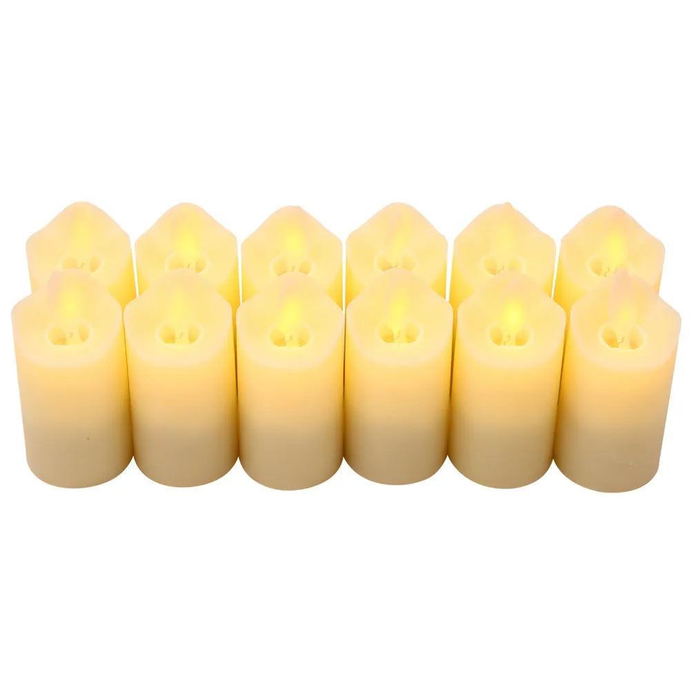 LED Flameless Candles Set 12pc Warm Yellow Rechargeable Base LED Flameless Candles Richie's