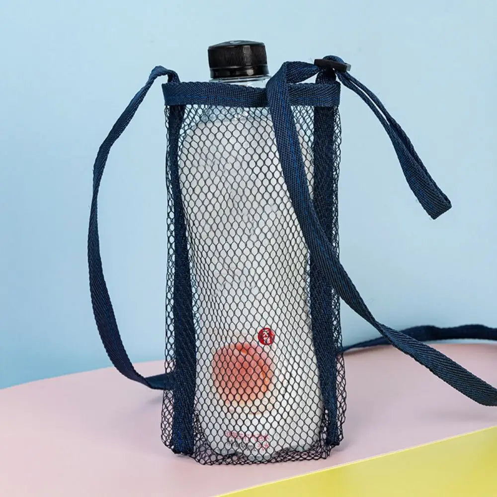 Mesh Water Bottle Holder Bag with Retractable Strap – 8 Colors Bottle Holder Bag Richie's navy