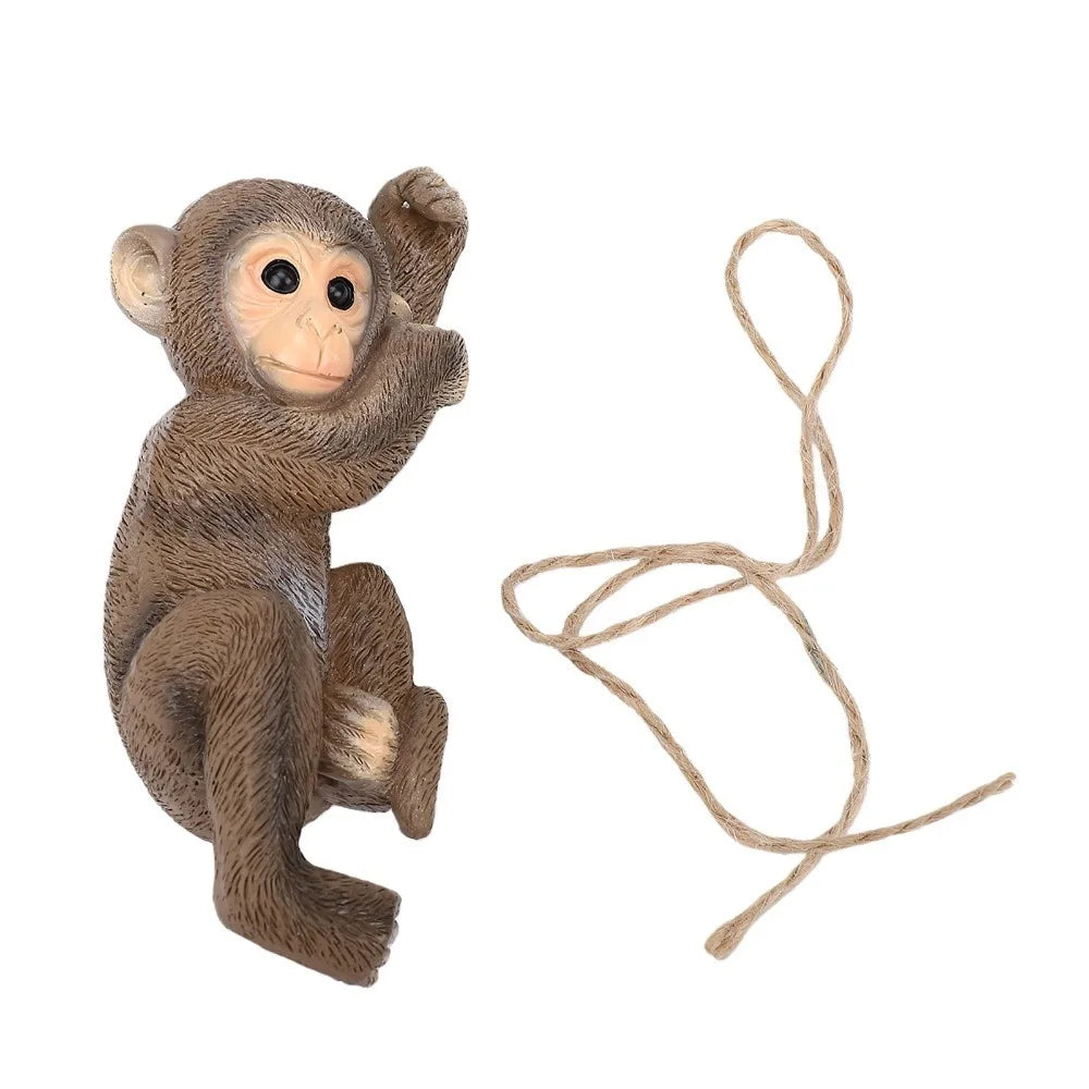 Resin Hanging Monkey Statue with Jute Rope | Garden Figurine Garden Figurine Richie's Rose