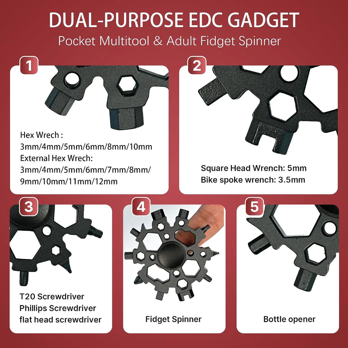 23-in-1 Snowflake Multitool with Fidget Spinner | EDC Pocket Tool EDC Multitool Richie's