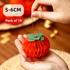 Paper Honeycomb Persimmon Hanging Ornaments 6&10cm – Set of 10 Festive Hanging Ornaments Richie's S-6CM Other