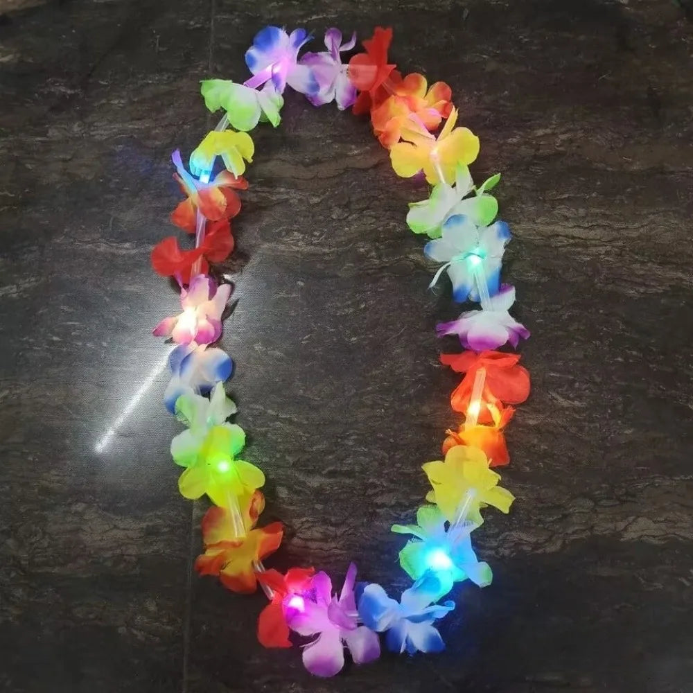 Bohemian Multicolor LED Hawaii Flower Lei Silk Petal Party Wreath Costume Accessory Richie's Multicolor 1