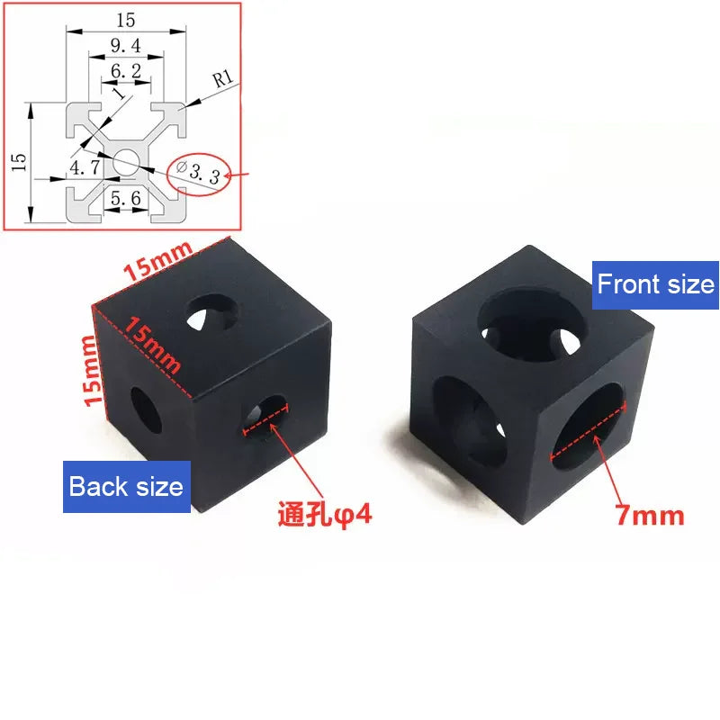 1515/2020 3DV Slot 90° Corner Bracket for EU Aluminum Profile Corner Bracket Richie's 8pcs 1515 cube