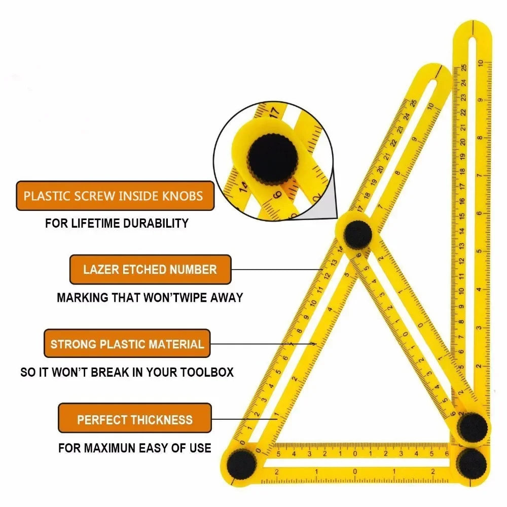 Foldable 4-Fold Multi-Angle Ruler Protractor Measuring Tool Angle Measuring Ruler Richie's