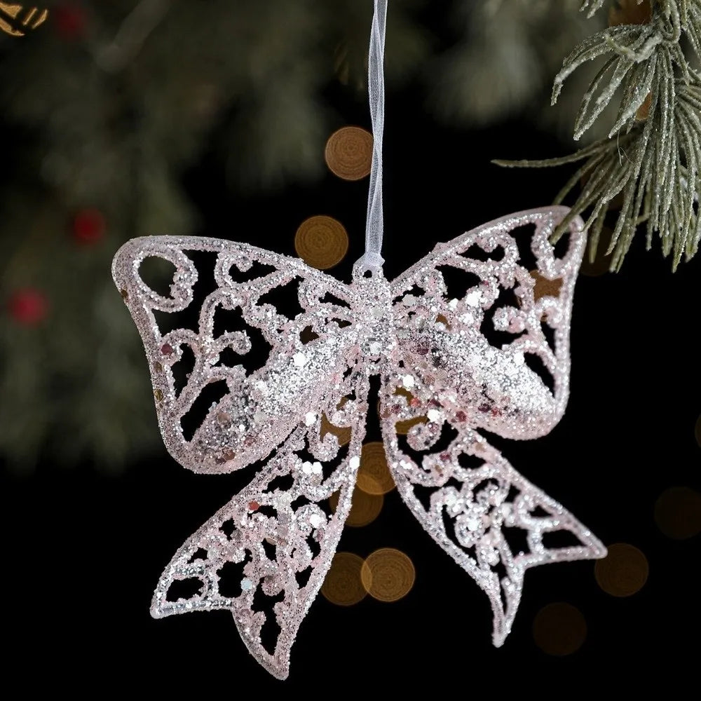 Glitter Pink Christmas Ornaments – Angel, Snowflake & Bell Christmas Ornament Richie's