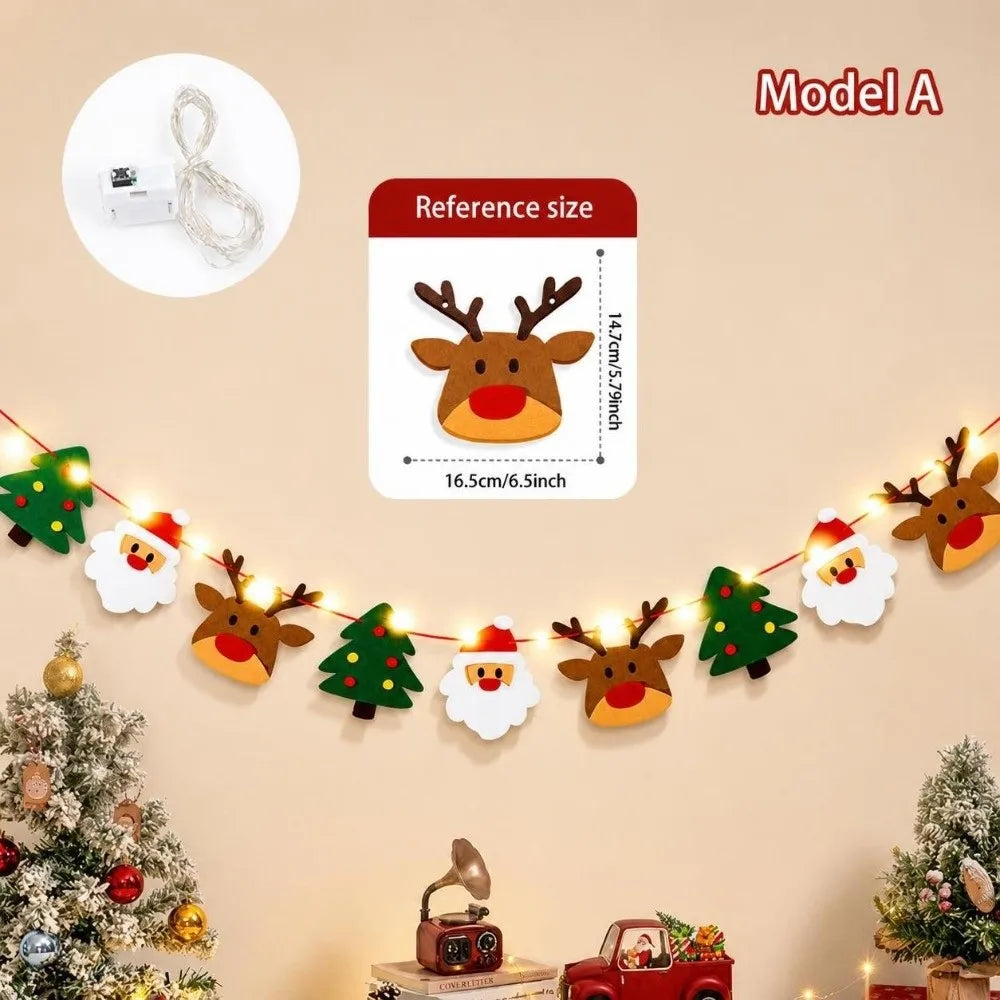 DIY Felt Christmas Tree Garland Pom Pom Pull Flag Banner Christmas Garland Richie's