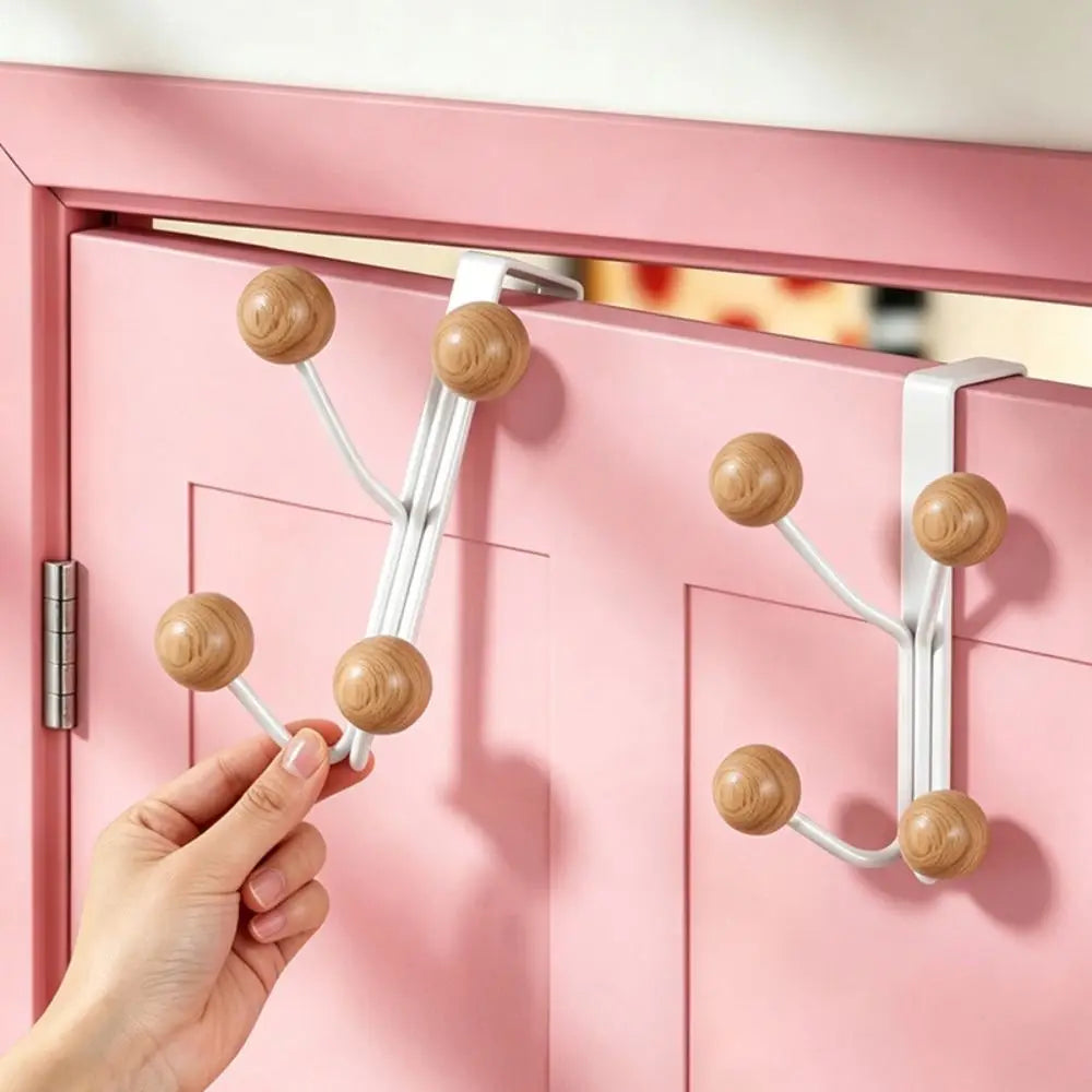Over Door Hook Rack – Wood Knobs, No Drill, Coats & Bags Over Door Hook Rack Richie's