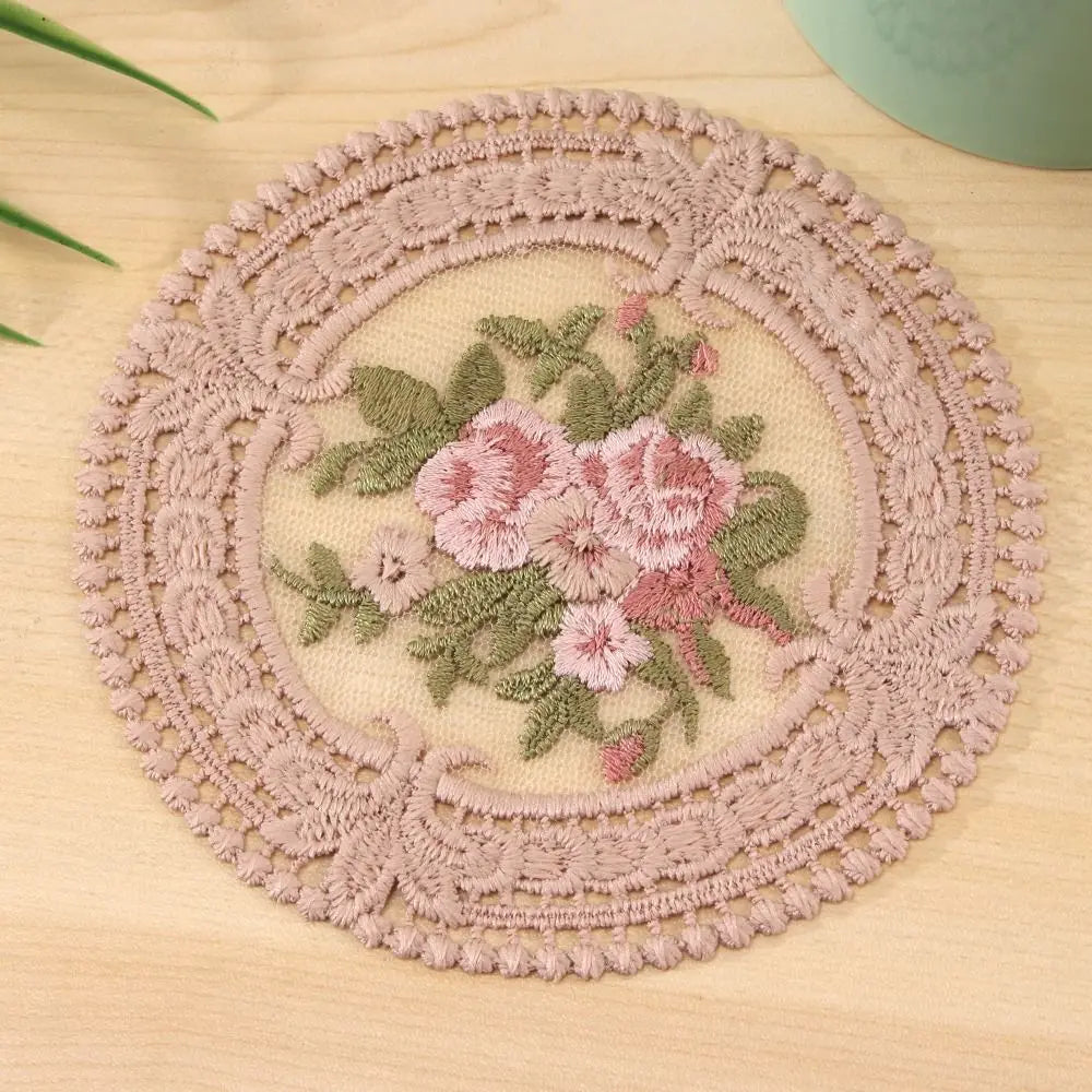 Embroidery Lace Coasters Set of 5 – Fabric Table Mats Fabric Coasters Set Richie's 5 L