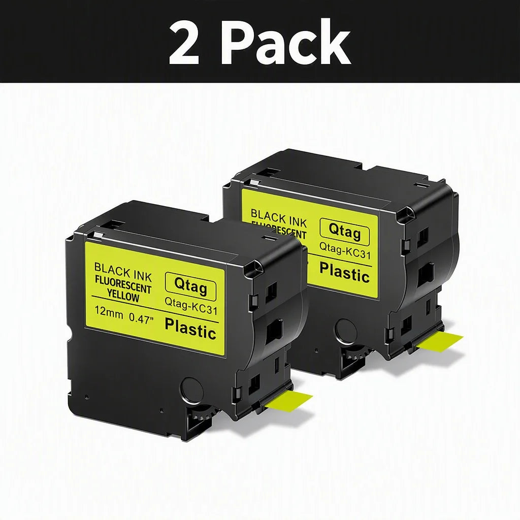 2-Pack Btag 231 Label Tape 12mm Black on White – Brother PT Label Maker Tape Richie's Yellow