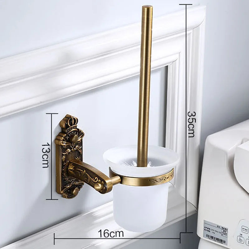 HOBHE Antique Brass Wall-Mounted Toilet Brush Holder Set Toilet Brush Holder Richie's Default Title