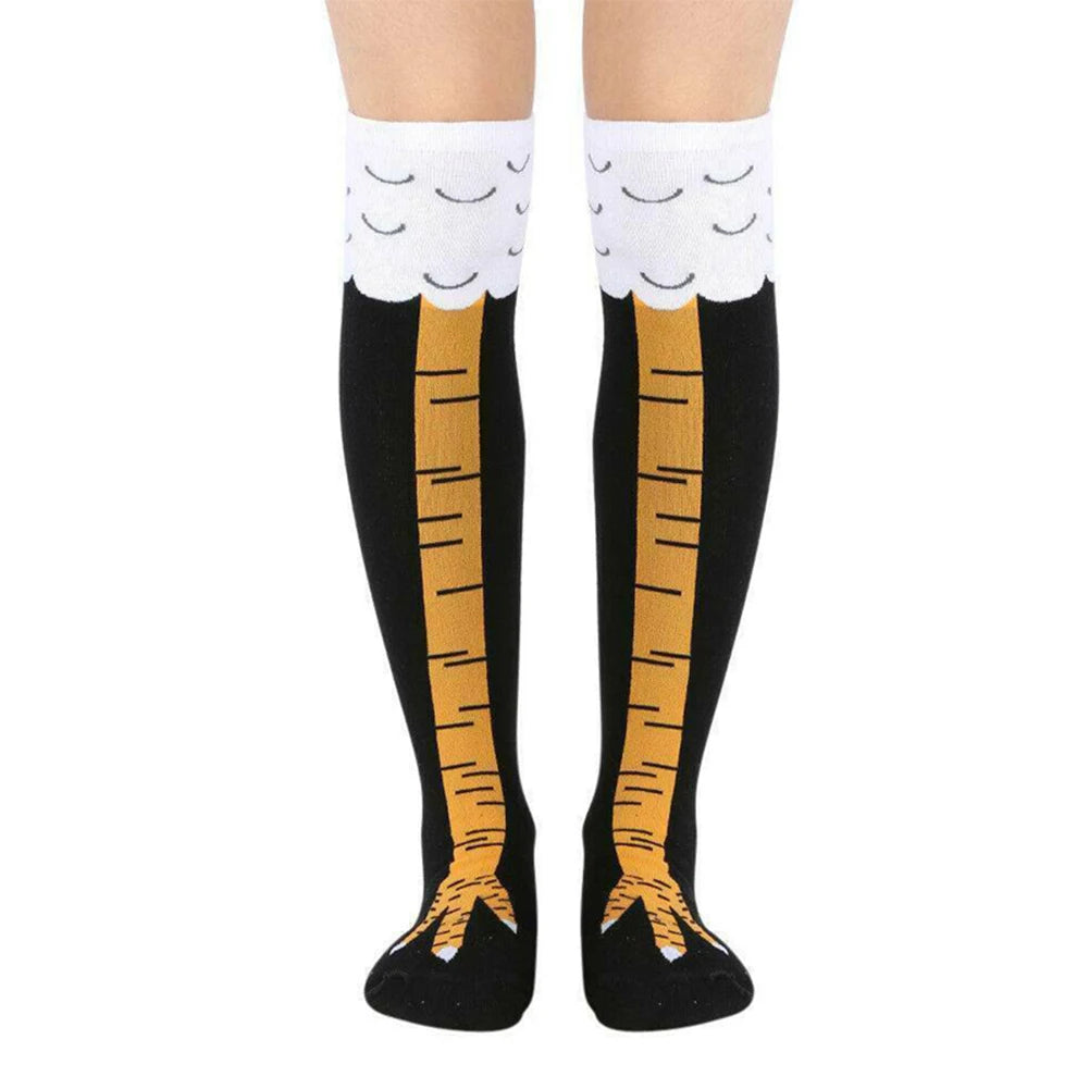 Women's 3D Chicken Paw Print Thigh High Socks Cosplay Novelty Thigh High Socks Richie's black Short One Size China Mainland