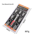 TOTNEND Ratchet Wrench Set 180° Rotatable Interchangeable Heads Ratchet Wrench Set Richie's Torx Wrench A