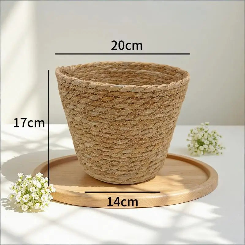 Handwoven Straw Flower Pot Basket – Eco Home Decor Planter Woven Planter Basket Richie's L