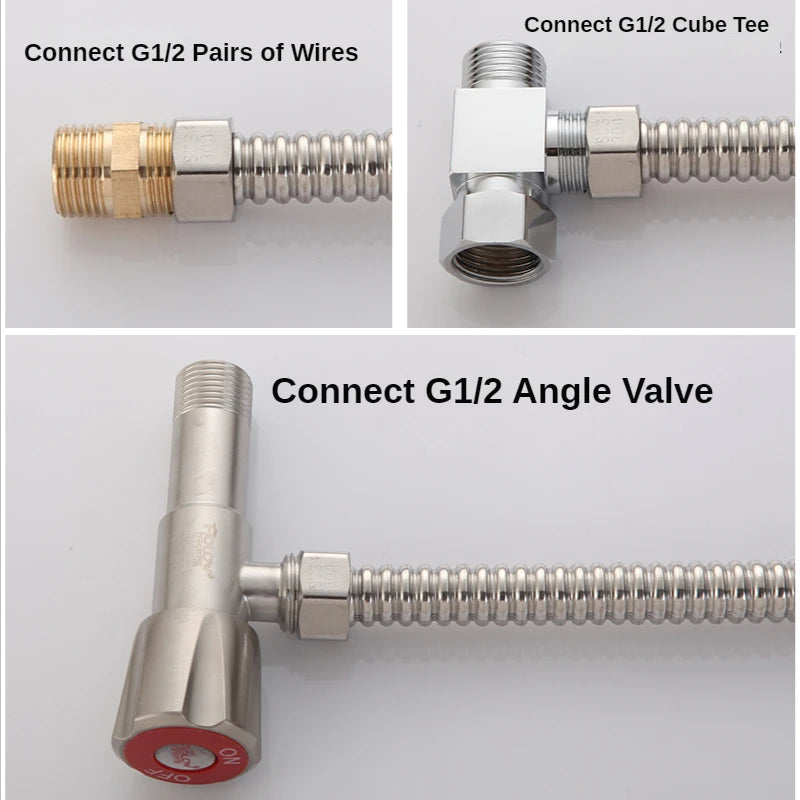 304 Stainless Steel Corrugated Braided Plumbing Hose 1/2" Water Pipe Corrugated Plumbing Hose Richie's