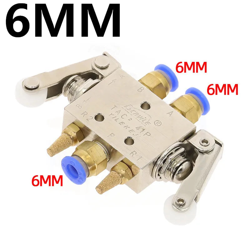 TAC2-41PP+34C 2-Position 5-Way Pneumatic Mechanical Valve 1/8" Pneumatic Valve Richie's TAC2-41PP-34C-PC6MM