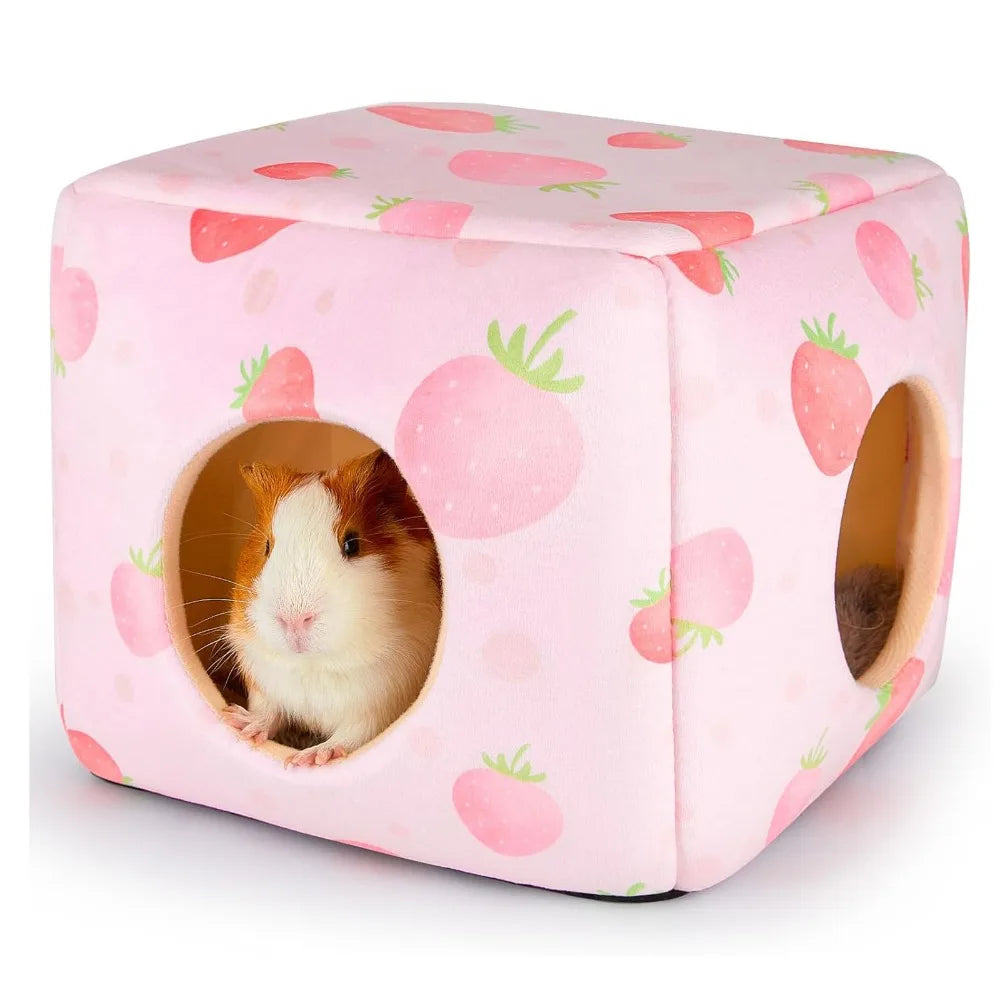 Washable Guinea Pig Hideout with Cushion – Small Pet Bed Small Pet Hideout Richie's Pink